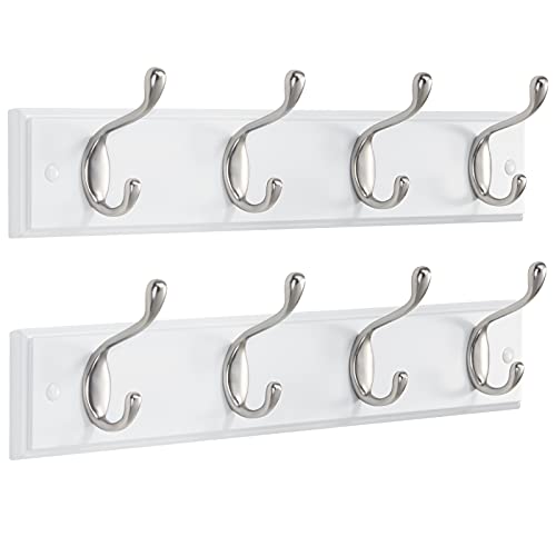 Coat Rack Wall Mount 2 Pack, Coat Hooks Wall Hooks Coat Hangers for Wall, Hat Racks Hooks for Hanging Coats Wall Mounted, White