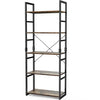 Bookshelf, 5 Tier Bookcase Tall, Storage Ladder Shelf, Standing Shelf for Book/Living Room/Office, Rustic Brown