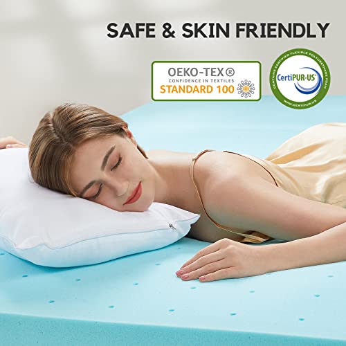 3 Inch Memory Foam Mattress Topper, Cooling Gel Ventilated Design, CertiPUR-US Certified, Twin