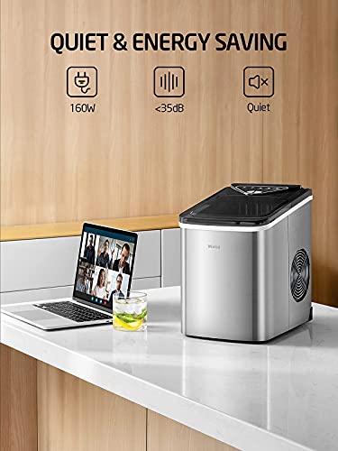 Ice Maker Machine for Countertop, 9 Bullet Ice Cubes Ready in 6 Minutes, 26lbs in 24Hrs Portable Ice Maker Machine Self-Cleaning, 2 Sizes of Bullet-Shaped Ice for Home Kitchen Office Bar Party