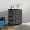 Storage Tower with 7 Drawers Fabric Dresser Drawer Organizer for Bedroom with Steel Frame, Wood Top, Easy Pull Drawer for Closet, Hallway, Entryway, Nursery Room (Black)