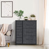 Storage Tower with 7 Drawers Fabric Dresser Drawer Organizer for Bedroom with Steel Frame, Wood Top, Easy Pull Drawer for Closet, Hallway, Entryway, Nursery Room (Black)