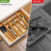 Bamboo Kitchen Drawer Organizer Large Silverware Tray, Expandable Wooden Cutlery Holder for Spoon Fork Flatware Adjustable Utensil Organizer（7-9 Slot）