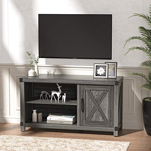 TV Console Cabinet for TVs up to 50 Inch W/Media Shelves, Farmhouse TV Stand Style Entertainment Center for Soundbar or Other Media, Barn Door TV Stand with Storage, APRTS03D