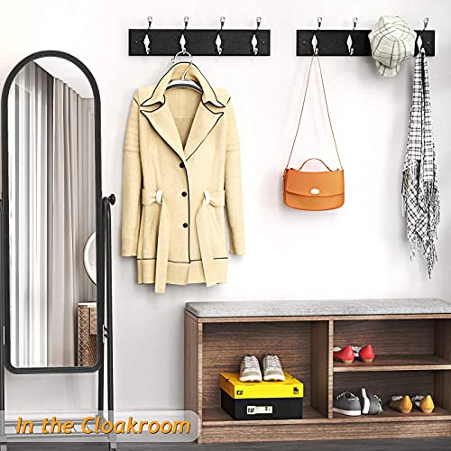 Coat Rack Wall Mount 2 Packs, Coat Hooks Wall Hooks Coat Hangers for Wall, Hat Racks Hooks for Hanging Coats Wall Mounted, Black