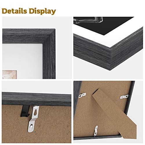 8X10 Picture Frames Set of 5, Display Photos 5X7 with Mat or 8X10 without Mat for Tabletop or Wall Mounting Display, Modern Photo Frame Set of 5, Black MNPF01B1