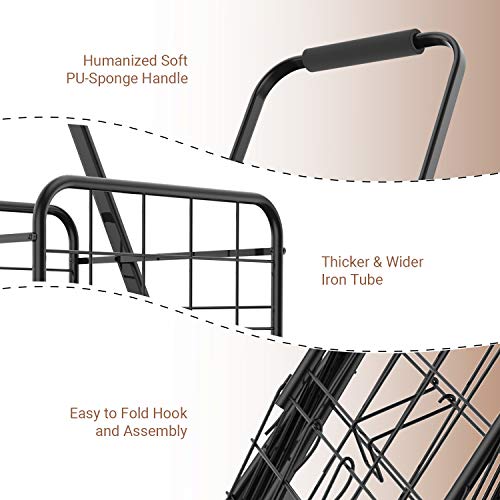 Grocery Cart with Wheels, Heavy Duty Foldable Lightweight Shopping Cart, 176lb Large Capacity Shop Cart for Groceries, Laundry, Pantry, Garage-AMTUC2