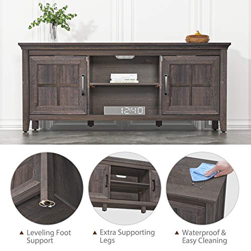 Wood TV Stand for TVs up to 65inch Rustic Media Console Table with Adjustable Storage Cabinet Entertainment Center for Living Room Farmhouse TV Table- APRTS04B