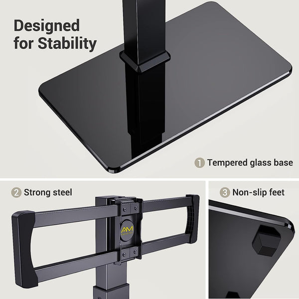 Swivel Universal TV Stand for 32-80 Inch LED/LCD/OLED TVs Tabletop TV Base Holds up to 99lbs Height Adjustable TV Mount with Tempered Glass Base Max VESA 600X400mm- APTVS08