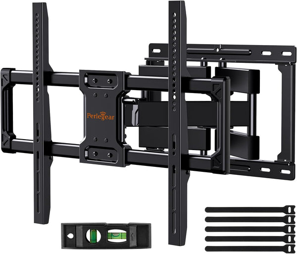 UL Listed Full Motion TV Wall Mount for Most 37–82 inch Flat Curved TVs up to 110 lbs, 12″/16″ Wood Studs, TV Mount Bracket with Articulating Arms, Swivel, Tool-Free Tilt, Max VESA 600x400mm