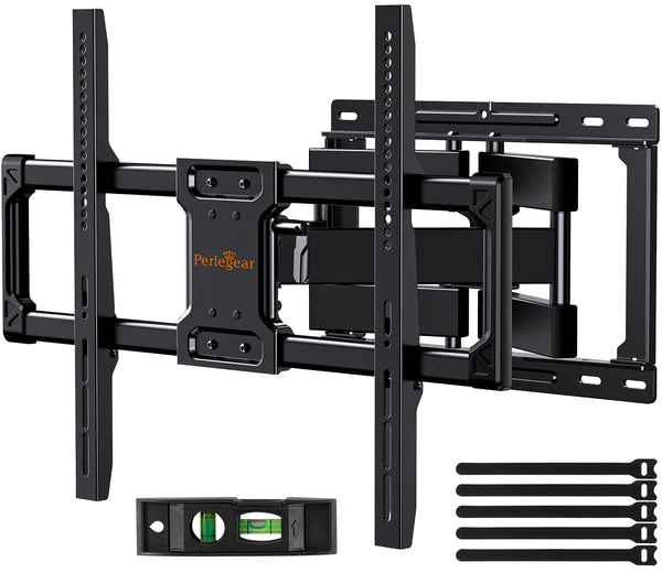 UL Listed Full Motion TV Wall Mount for Most 37–82 inch Flat Curved TVs up to 110 lbs, 12″/16″ Wood Studs, TV Mount Bracket with Articulating Arms, Swivel, Tool-Free Tilt, Max VESA 600x400mm