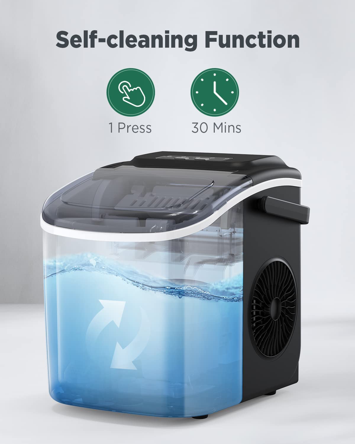 Silonn Ice Makers Countertop, Portable Ice Maker Machine with Self-Cleaning, 6 Mins/9 Pcs Bullet Ice, Ice Scoop and Basket, Handheld Ice Maker for Kitchen/Home/Office/Party