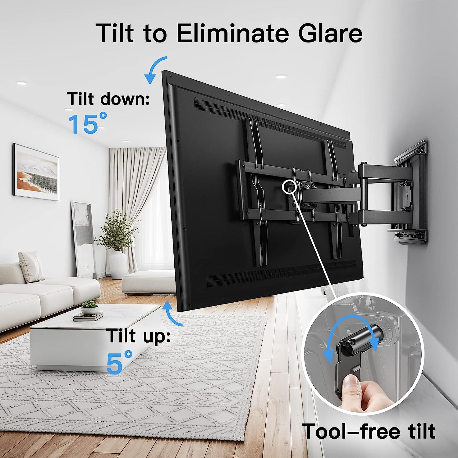 Full Motion TV Wall Mount for 37-75 inch LED LCD OLED TVs, Swivel TV Mount Wall Bracket Dual Articulating Extension Arms, Max VESA 600x400mm Holds up to 100lbs, Fits 8/12/16