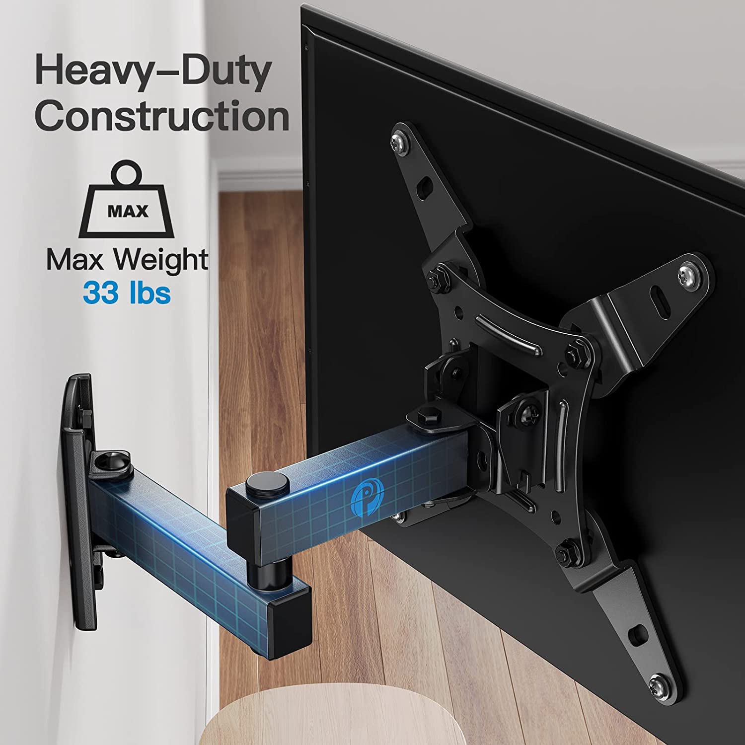 Full Motion TV Mount for Most 13–42 inch Flat or Curved TVs & Monitors, Wall Mount TV Bracket with Articulating Arm, Rotation, Swivel, Tilt, Extension, Max VESA 200x200mm up to 33 lbs, PISF4