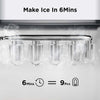 Ice Makers Countertop 9 Bullet Ice Cubes Ready in 6 Minutes, 26lbs in 24Hrs Portable Ice Maker Machine Self-Cleaning, 2 Sizes of Bullet-Shaped Ice for Home Kitchen Office Bar Party, White