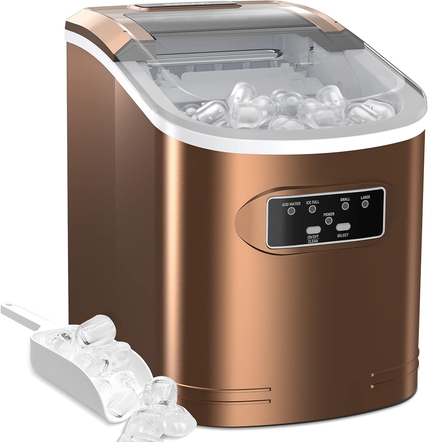 Ice Maker Countertop, Portable Ice Machine with Carry Handle, Self-Cleaning Ice Makers with Basket and Scoop, 9 Cubes in 6 Mins, 26 lbs per Day, Ideal for Home, Kitchen, Camping, RV