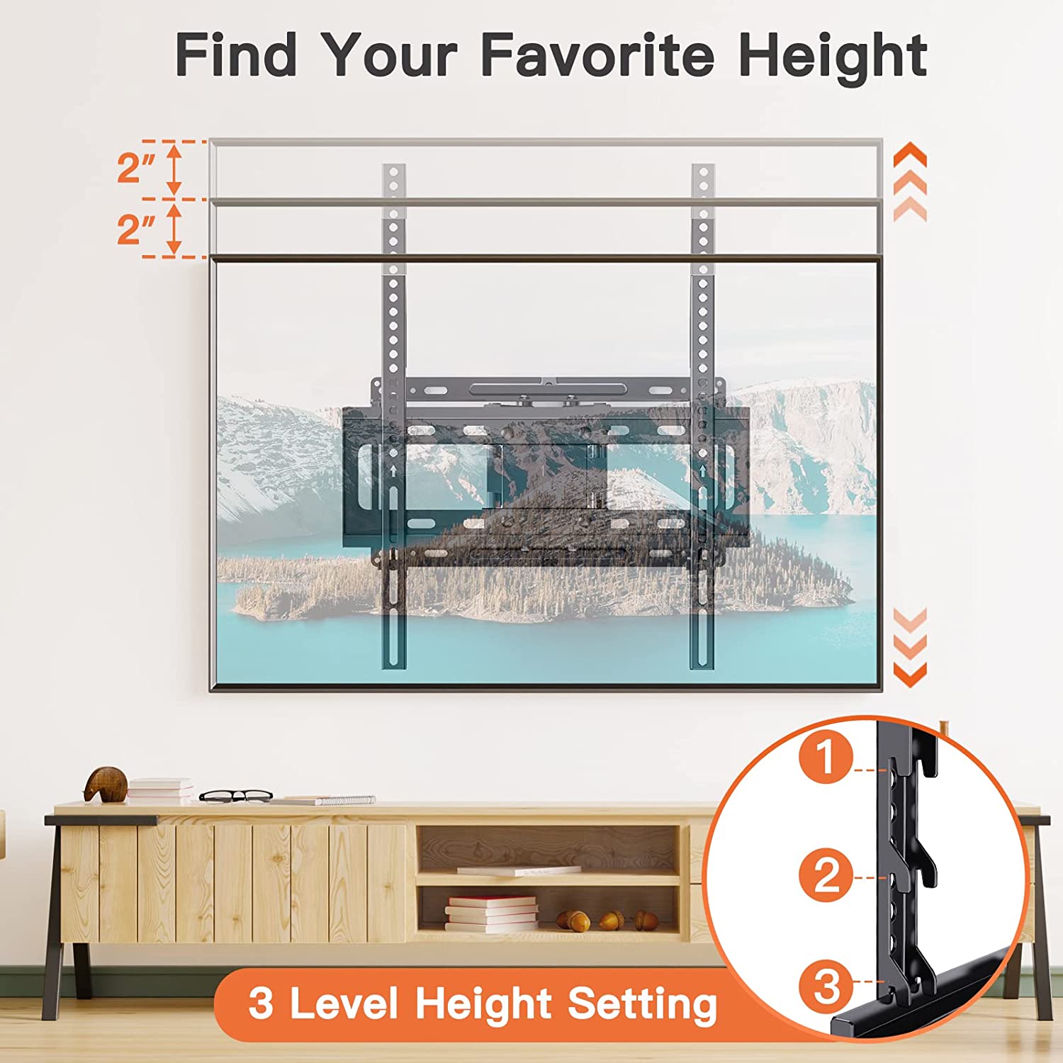 Full Motion TV Wall Mount for 26-65 inch TVs, TV Bracket Supports Swivel Articulating Level Extension Tilt Arms, Max VESA 400x400mm up to 99lbs, 16