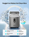 Nugget Countertop Ice Maker - Chewable Pellet Ice Machine with Self-Cleaning Function, 33lbs/24H, Sonic Ice Makers for Home Kitchen Office, Stainless Steel