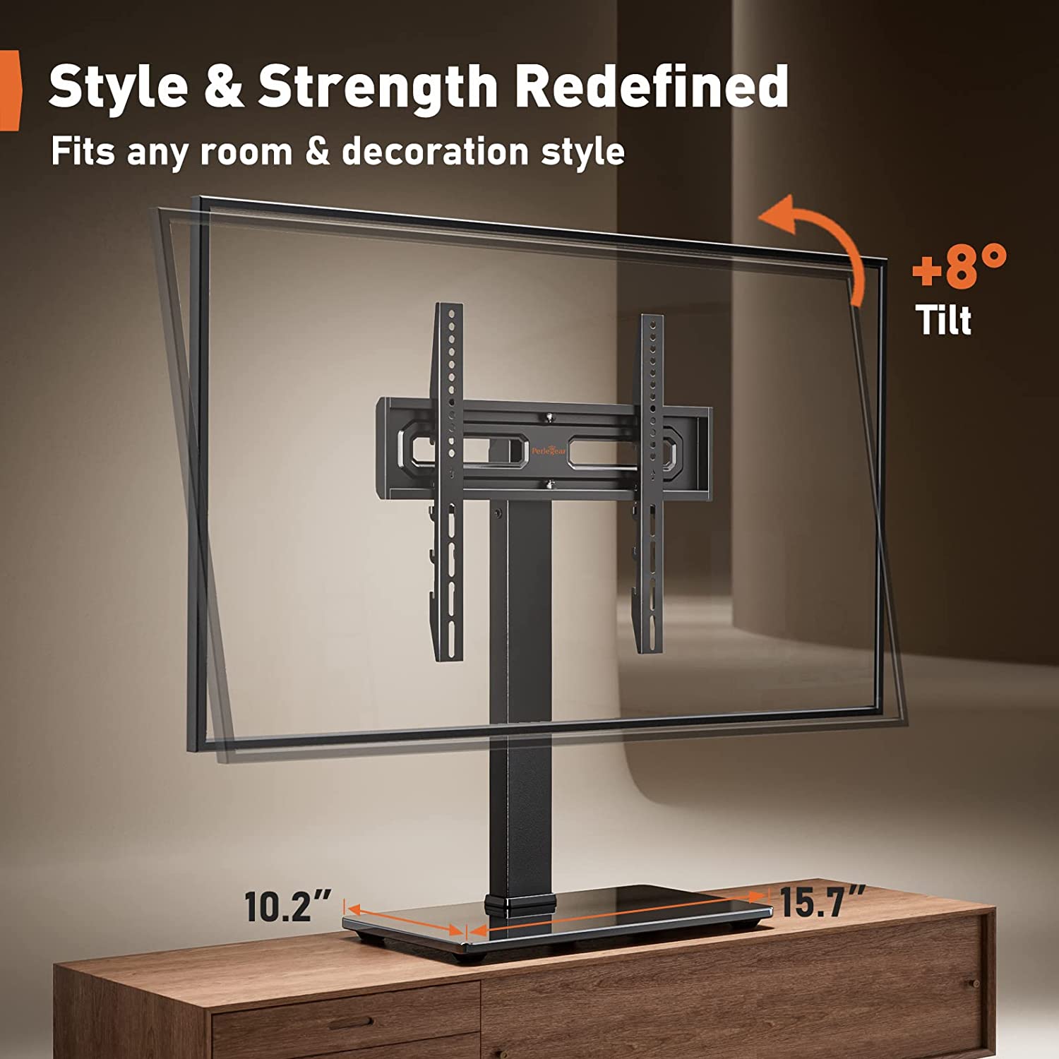 Universal TV Stand, Swivel TV Stand Base for 32–70 inch TVs, Height Adjustable Table Top TV Stand Mount with Tilt, Tempered Glass Base, Holds up to 88 lbs, Max VESA 400x400mm, PGTVS26