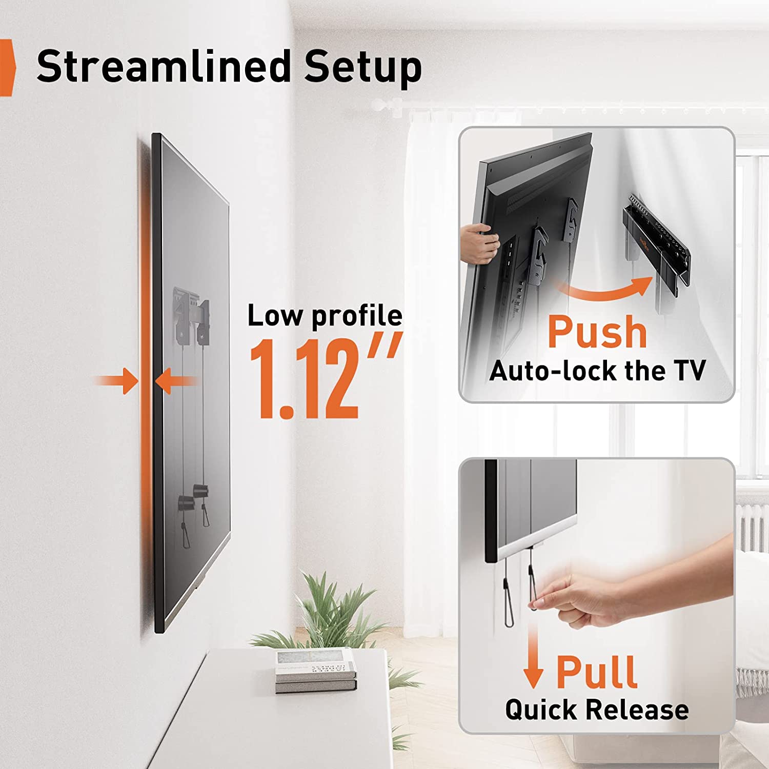 Studless TV Wall Mount for Most 24-55 Inch TVs up to 100 lbs, Heavy-Duty No Drill TV Mount, Drywall TV Bracket with Max VESA 400x400mm, No Stud, Easy Install, Low Profile, PGMT7