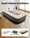 Air Mattress with Built-in Pump, Double High Blow Up Mattress Twin with Carrying Bag, Inflatable Air Bed for Guests, Family, Brown Brown Twin