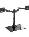 Freestanding Dual Monitor Stand, Monitor Mounts for 13 to 32 inches Computer Screens, Dual Monitor Arm with Tempered Glass Base for 2 Monitors, Vesa Mount Fits Up to 22 lbs per Arm