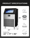 Commercial Ice Maker, Creates 200lbs in 24H, 48lbs Ice Storage Capacity, Stainless Steel Freestanding Ice Maker Machine with Auto Self-Cleaning for Home Office Bar Parties (SLIM13T)