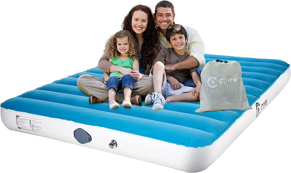 Ciays Air Mattress with Built-in Pump, Elevated Blow Up Mattress with Carrying Bag for Home and Camping, Flocked Top Inflatable Air Bed for Guests, Family