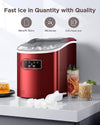 Ice Maker Machine Countertop, 26 lbs in 24 Hours, 9 Cubes Ready in 6 Mins, Self-Clean Ice Maker Compact Portable Ice Maker with Ice Scoop and Basket, Red