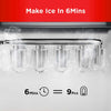 Ice Makers Countertop, 9 Cubes Ready in 6 Mins, 26lbs in 24Hrs, Self-Cleaning Ice Machine with Ice Scoop and Basket, 2 Sizes of Bullet Ice for Home Kitchen Office Bar Party Red