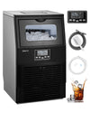 Commercial Ice Maker Machine, 90LBS/24H with 30lbs Bin, Full Heavy Duty Stainless Steel Construction, Self-Cleaning, Clear Cube for Home Bar, Include Connection Hose, Scoop