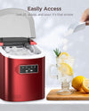 Ice Maker Machine Countertop, 26 lbs in 24 Hours, 9 Cubes Ready in 6 Mins, Self-Clean Ice Maker Compact Portable Ice Maker with Ice Scoop and Basket, Red