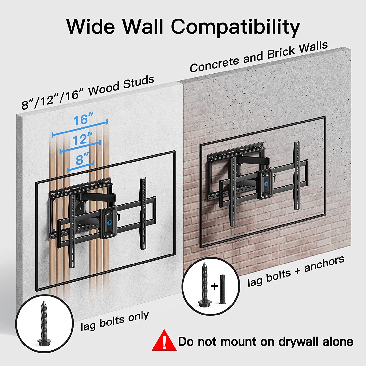 Full Motion TV Wall Mount for 37-75 inch LED LCD OLED TVs, Swivel TV Mount Wall Bracket Dual Articulating Extension Arms, Max VESA 600x400mm Holds up to 100lbs, Fits 8/12/16