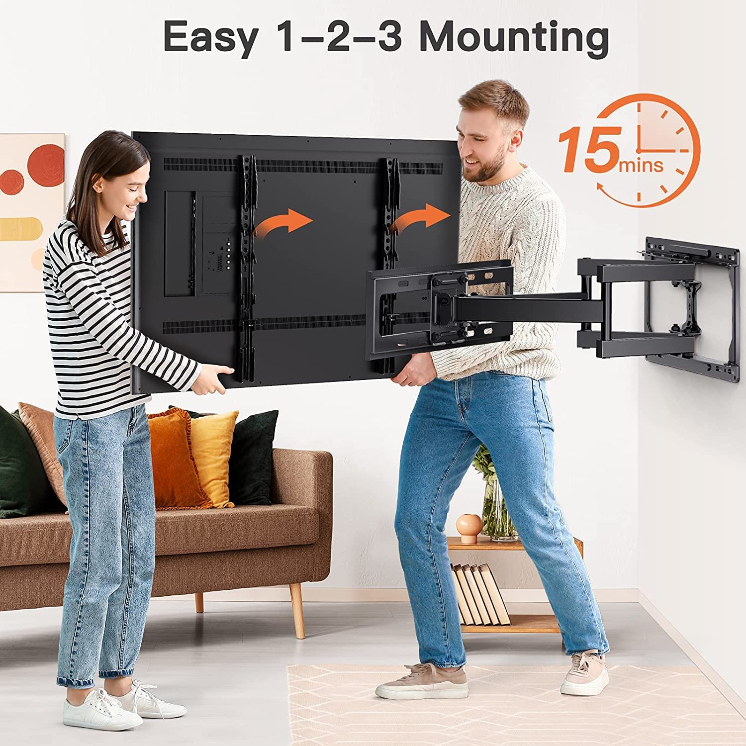 Full Motion TV Wall Mount for 26-65 inch TVs, TV Bracket Supports Swivel Articulating Level Extension Tilt Arms, Max VESA 400x400mm up to 99lbs, 16