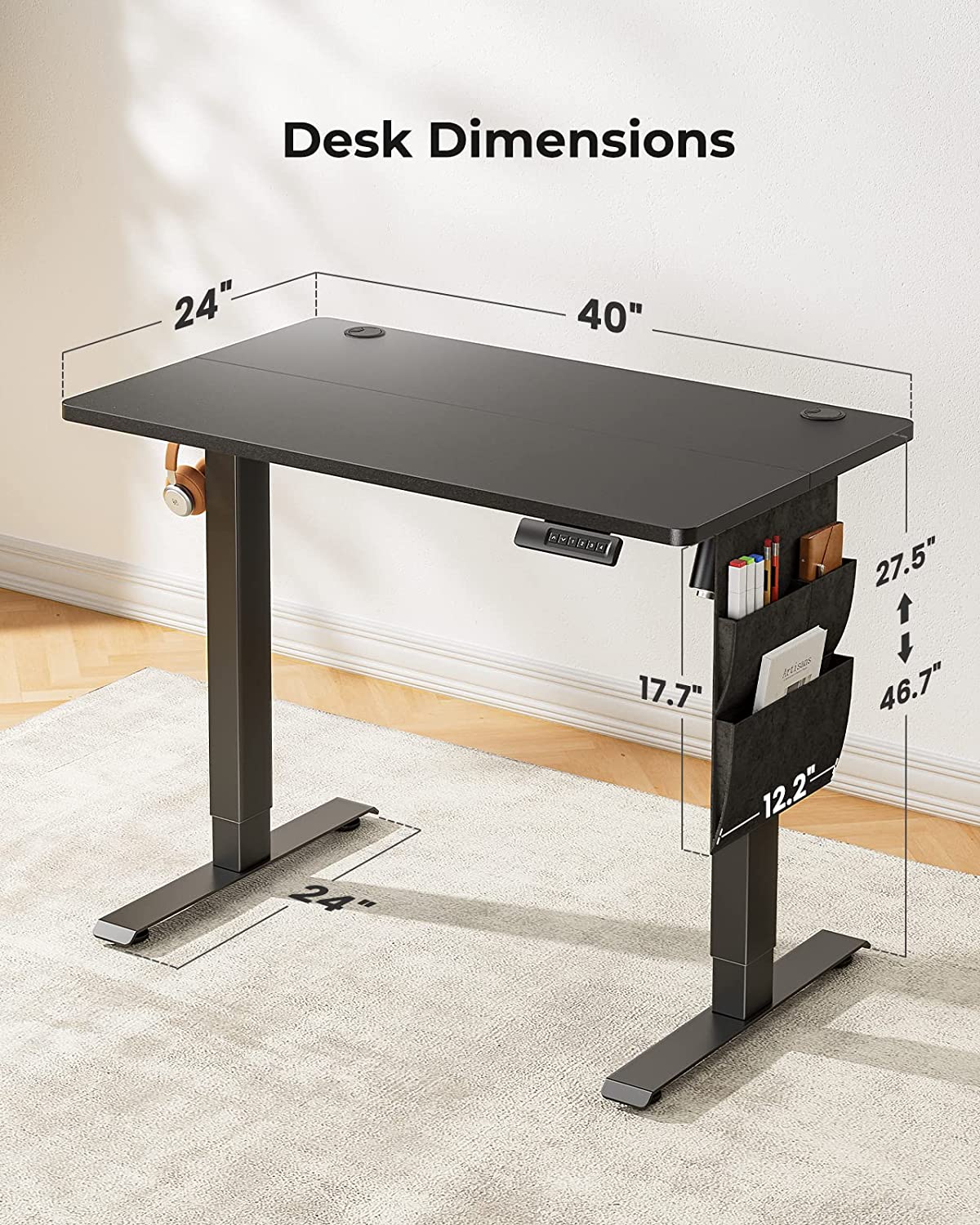 Office-workstations, 40x24 Inch, Obsidian